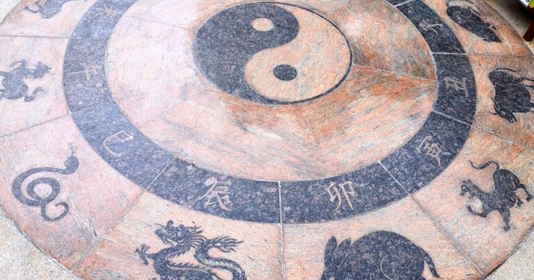 animal signs in the chinese zodiac on tile floor
